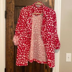 Adorable NWOT cheetah print blazer - lightweight, stretchy, with pockets